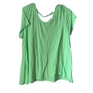 Be Inspired Mint Green Strappy Open Back Scoop Neck Short Sleeve Tee Shirt XL